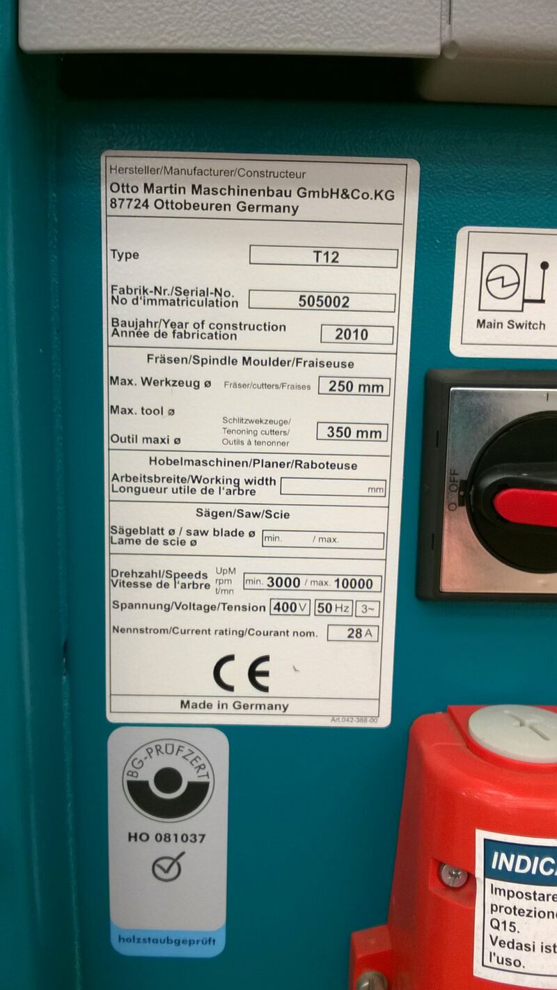 Used Martin T12 Spindle Moulder