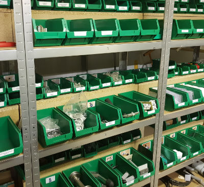 A photo of racking holding organised Altendorf spare parts