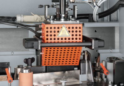 A photo of a close-up detail of a Hebrock edgebander